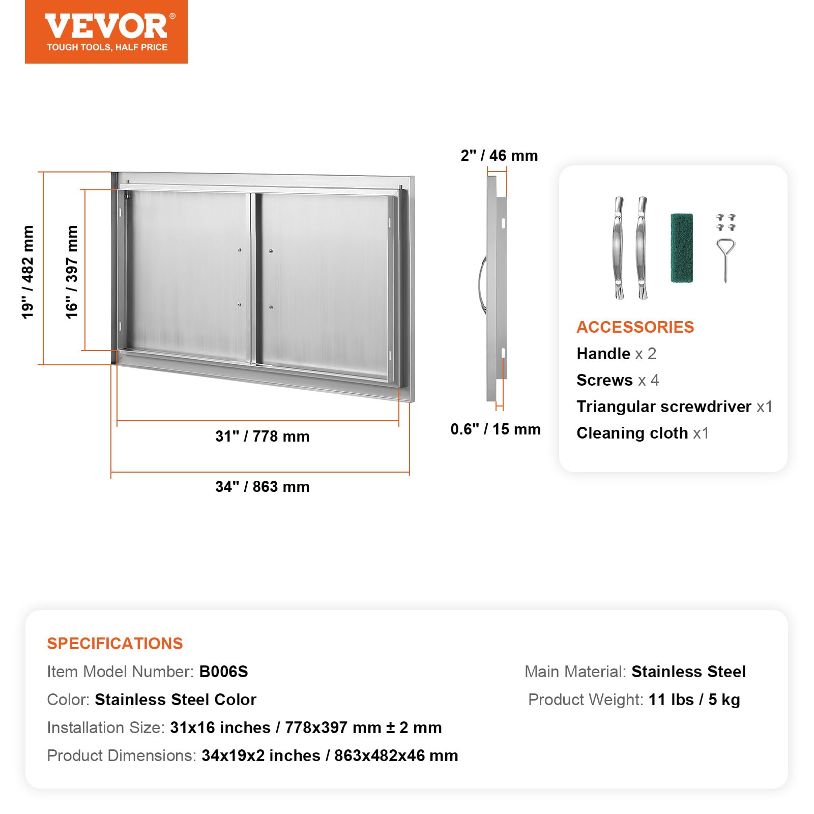 VEVOR door beside grill showing scale and compatibility with island setups