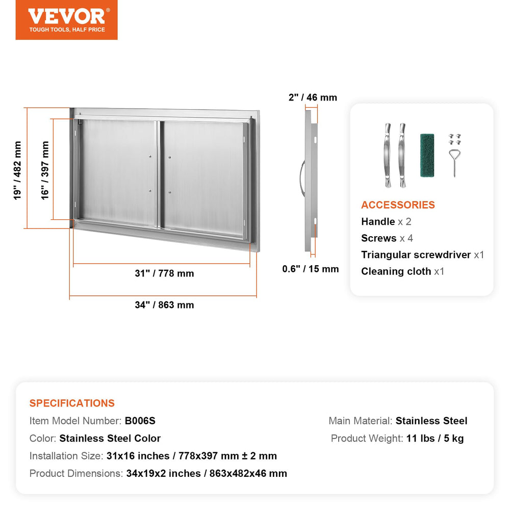 VEVOR door beside grill showing scale and compatibility with island setups