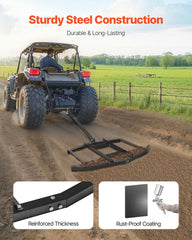 VEVOR close-up of steel tines and bars revealing durable Q235 construction and better soil breakup