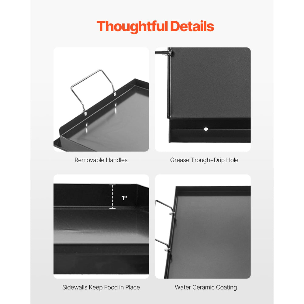 VEVOR drain hole detail illustrating oil management and cleaner cooking