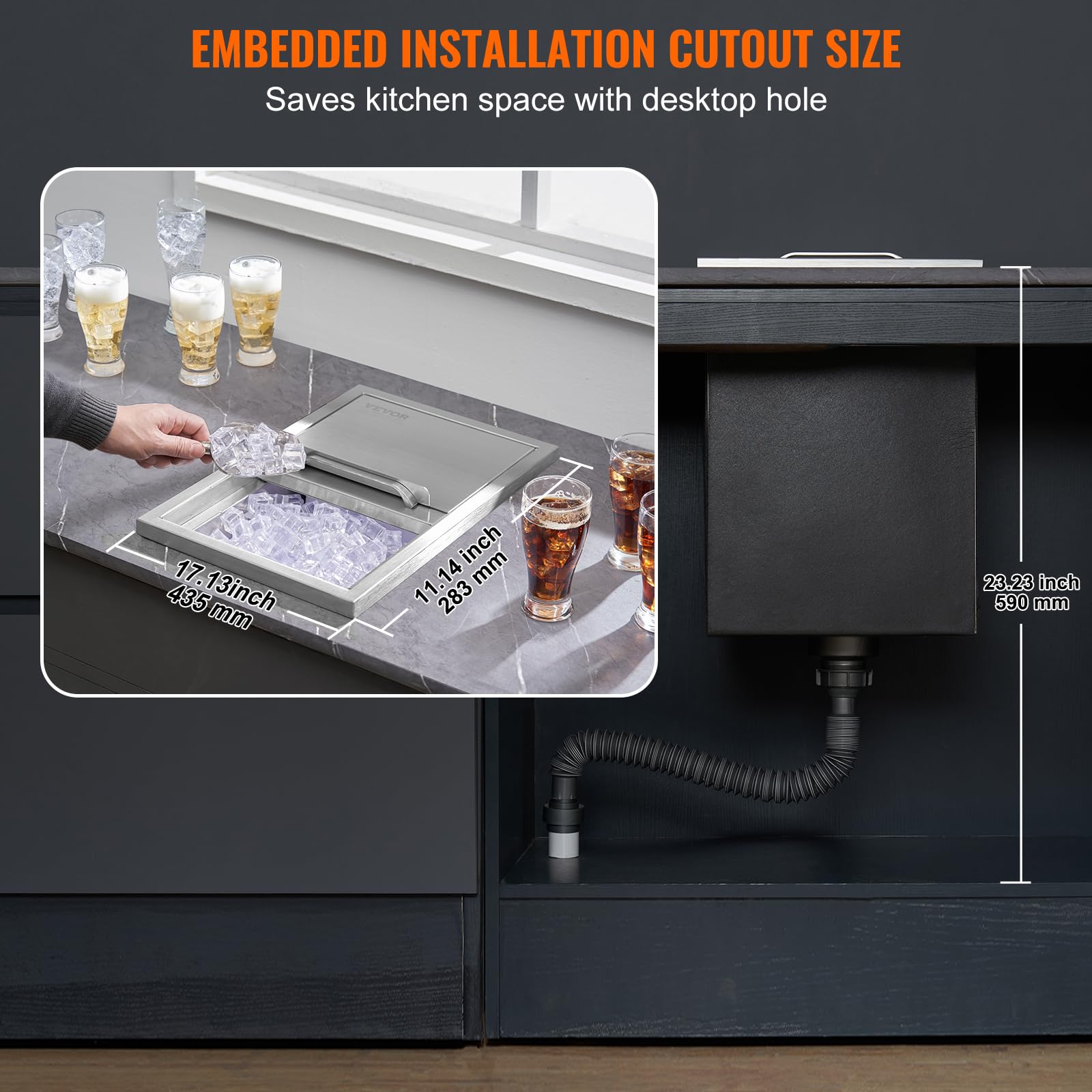 VEVOR drain pipe with filter mesh enabling quick drainage and preventing ice loss