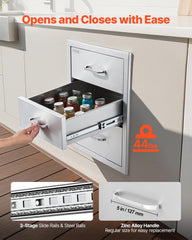 VEVOR drawers fully extended demonstrating smooth access and capacity