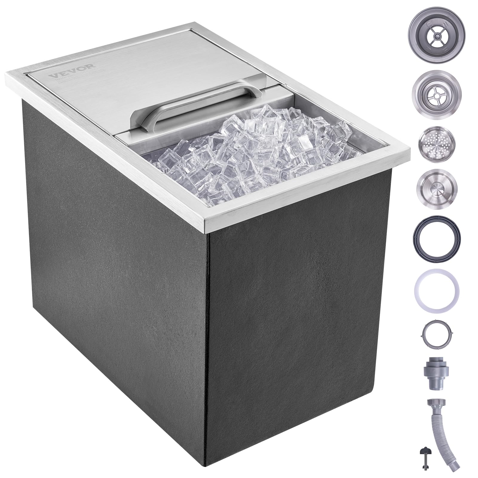 VEVOR front view of drop-in ice chest showing compact installed look and durable design