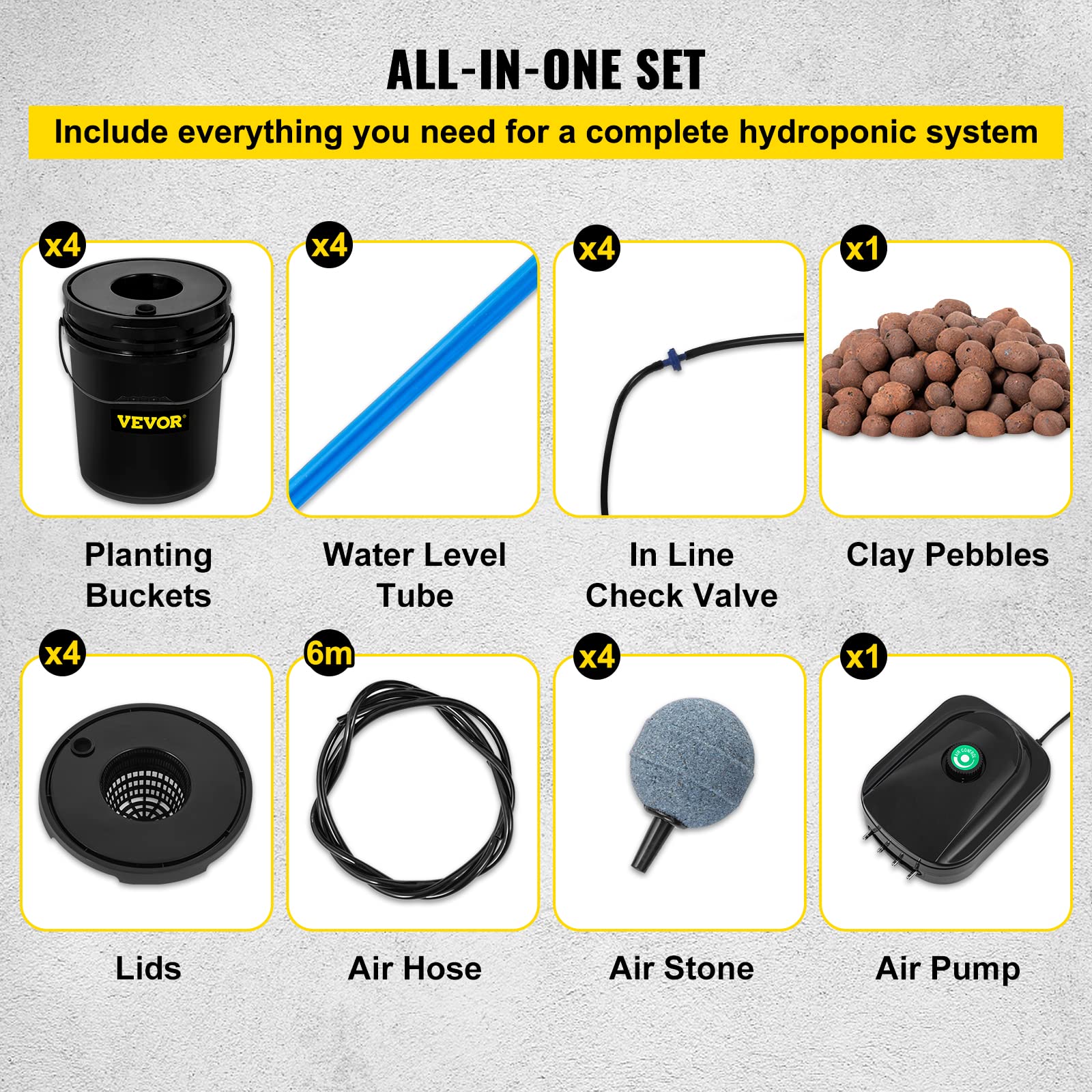 VEVOR accessories set including air stones, check valves and connectors