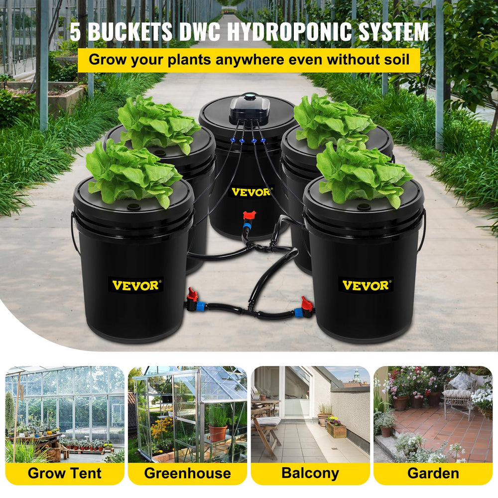 VEVOR close-up of bucket lid and net pot showing secure plant support benefit
