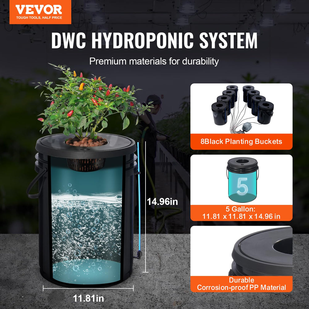 VEVOR bucket top with planting basket visible for easy transplanting and root support
