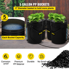 VEVOR bucket top with net pot and clay pebbles promoting easy planting