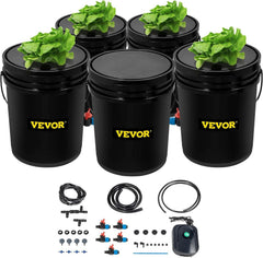 VEVOR front view showing five-bucket DWC kit and compact layout benefits