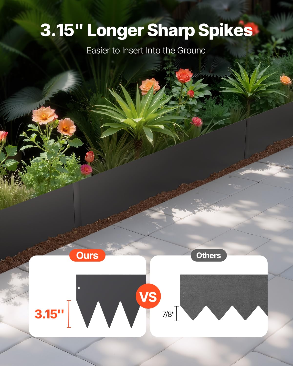 VEVOR close-up of steel edge profile showing clean-cut durability