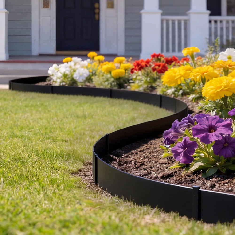 VEVOR installed between lawn and mulch showing crisp edge and cleaner maintenance lines
