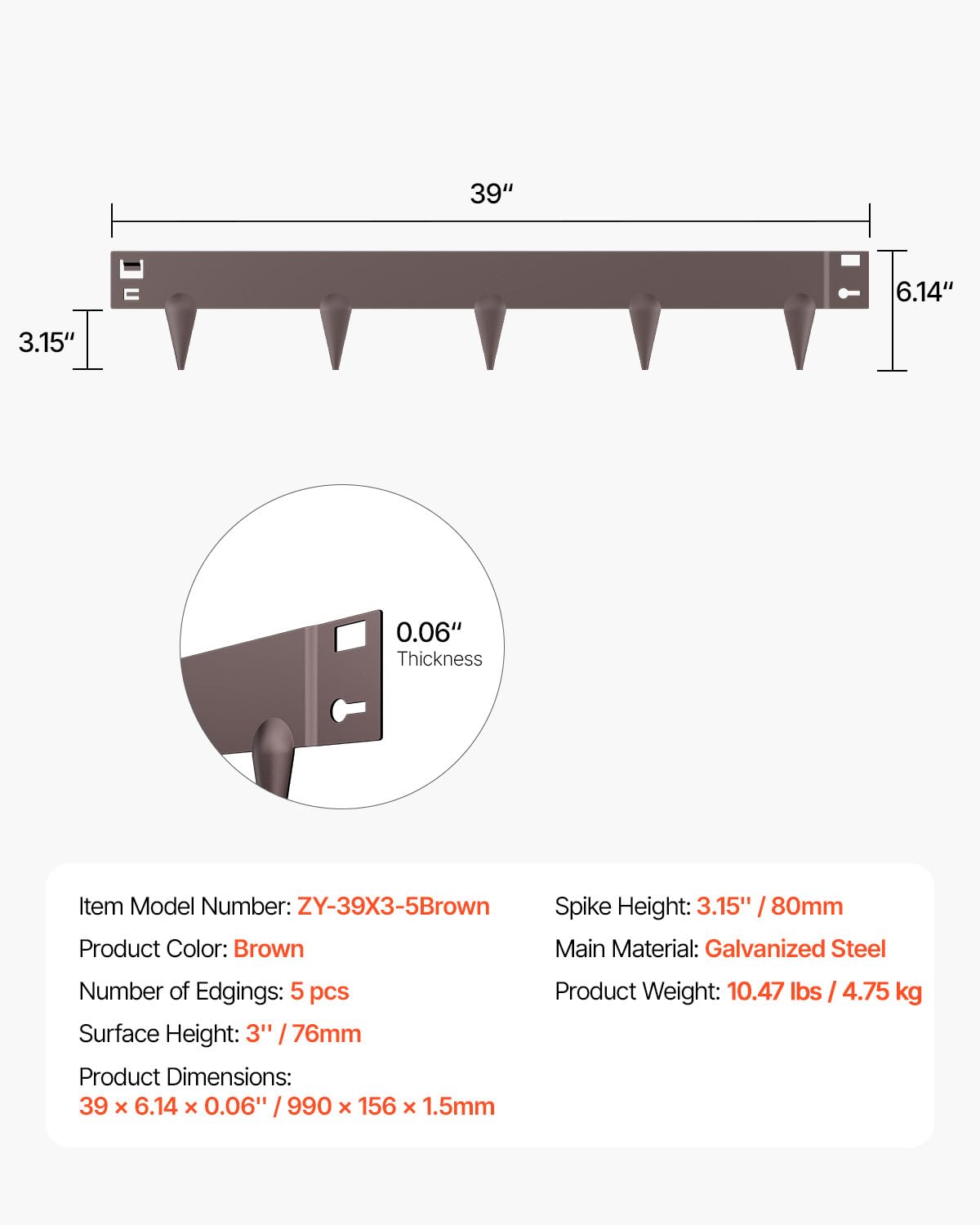 VEVOR galvanized coating close detail emphasizing rust resistance and long-lasting finish