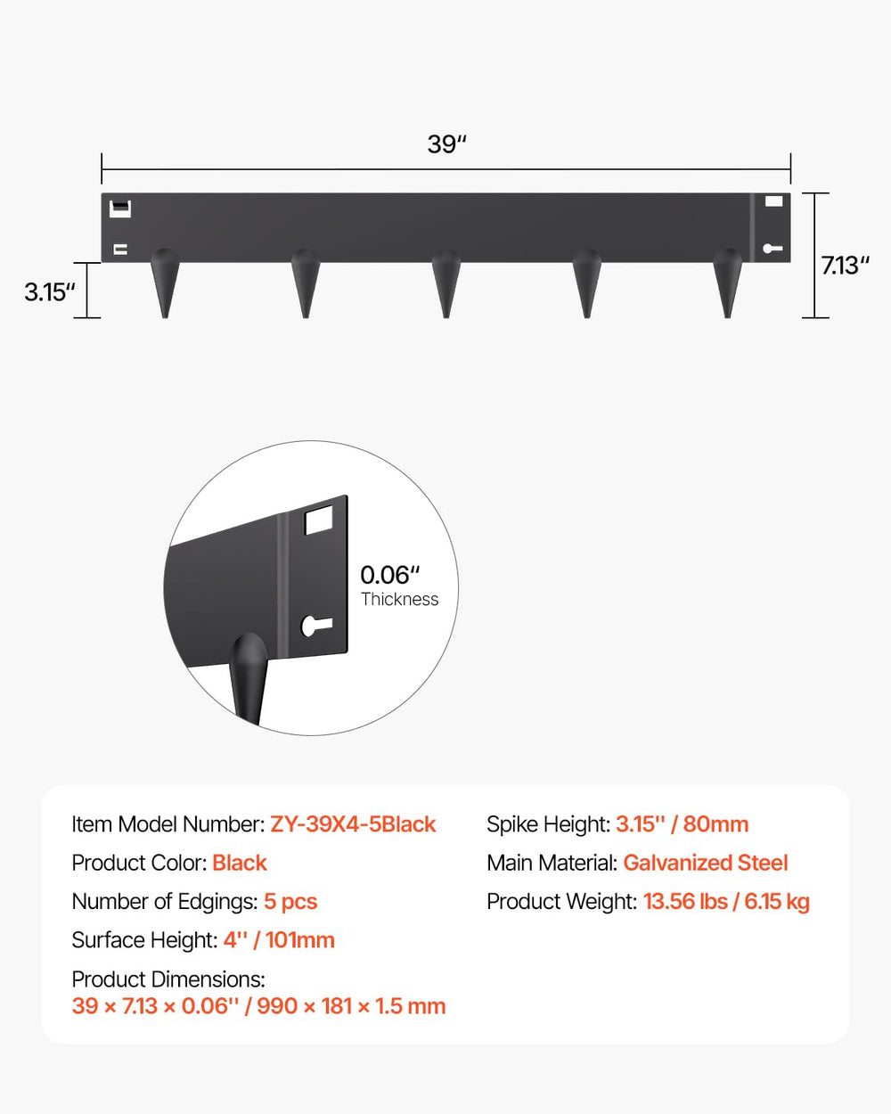 VEVOR edging scale with hand showing manageable size and easy handling benefit