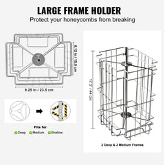 VEVOR frame rack close-up displaying basket support that protects combs during spinning