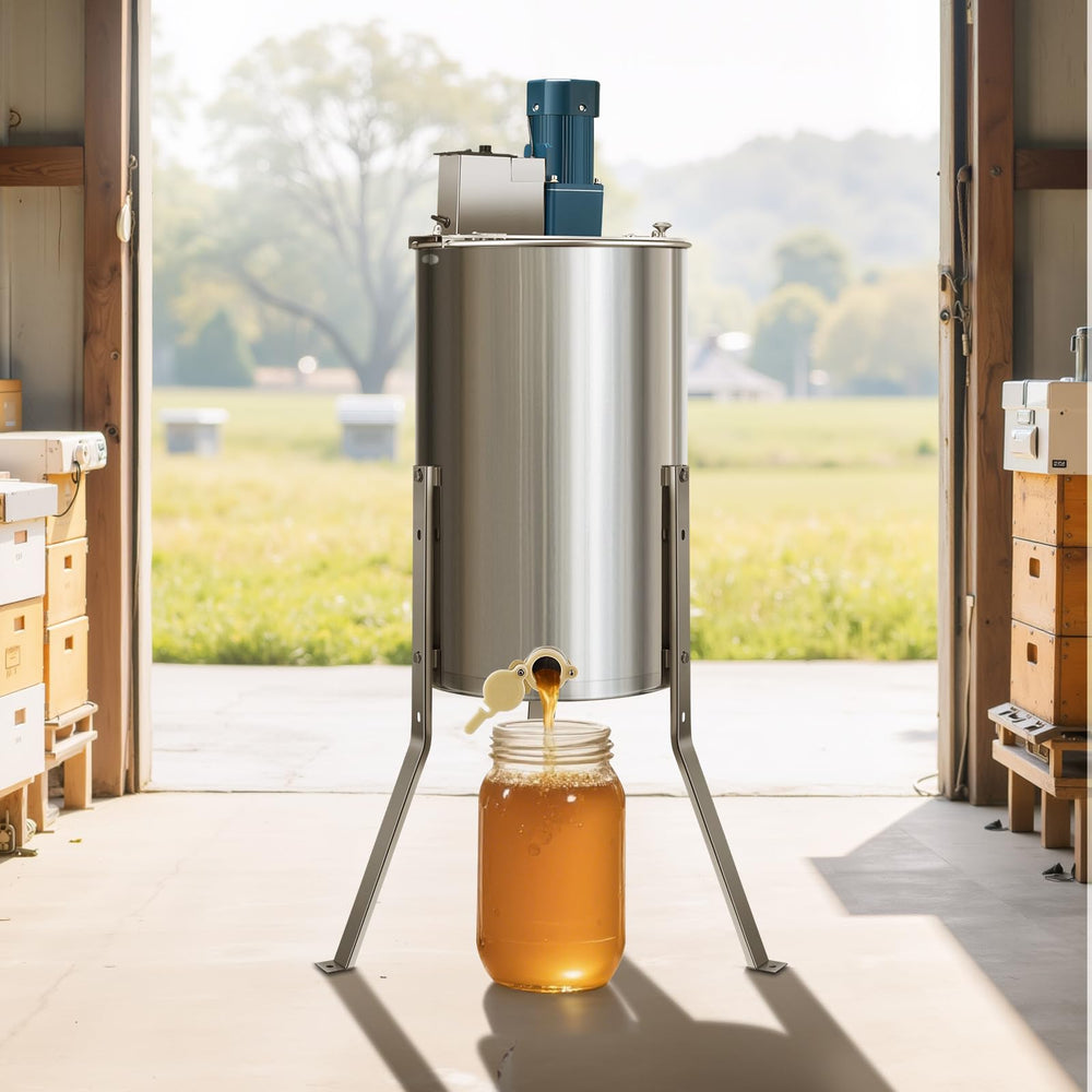 VEVOR extractor in use with beekeeper harvesting honey faster and cleaner