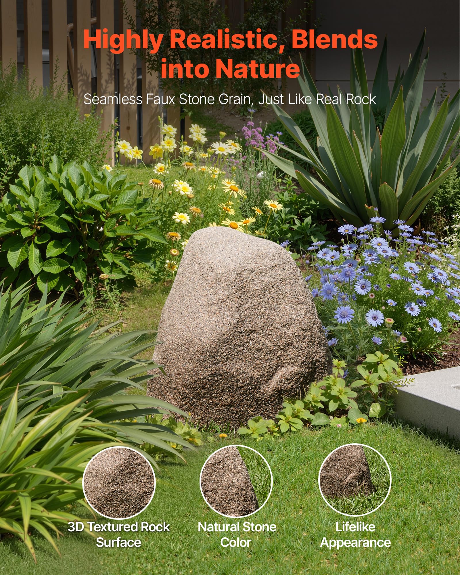 VEVOR close-up texture of faux rock showing natural grain and durable finish