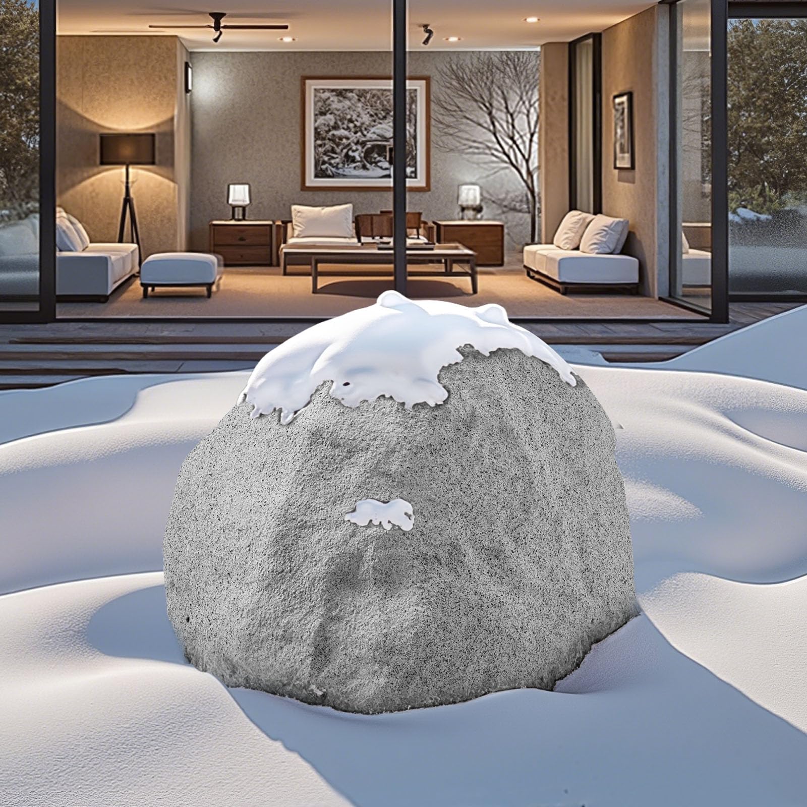 VEVOR faux rock in garden lifestyle setting blending with plants