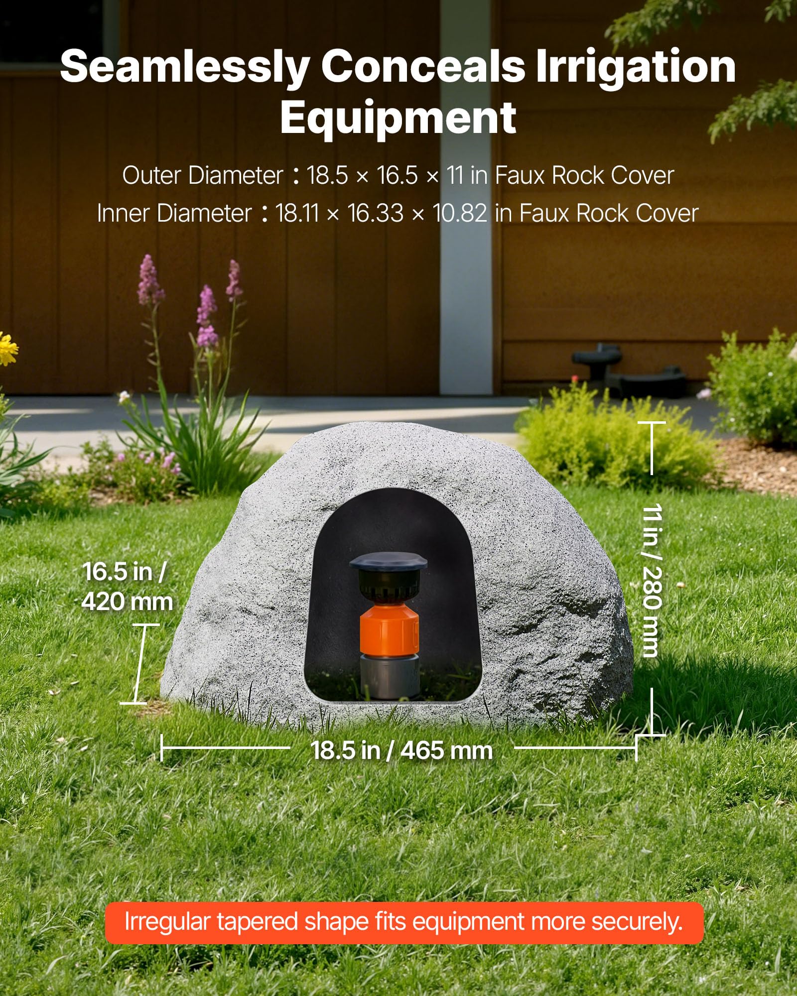 VEVOR faux rock installed over pump concealing equipment neatly