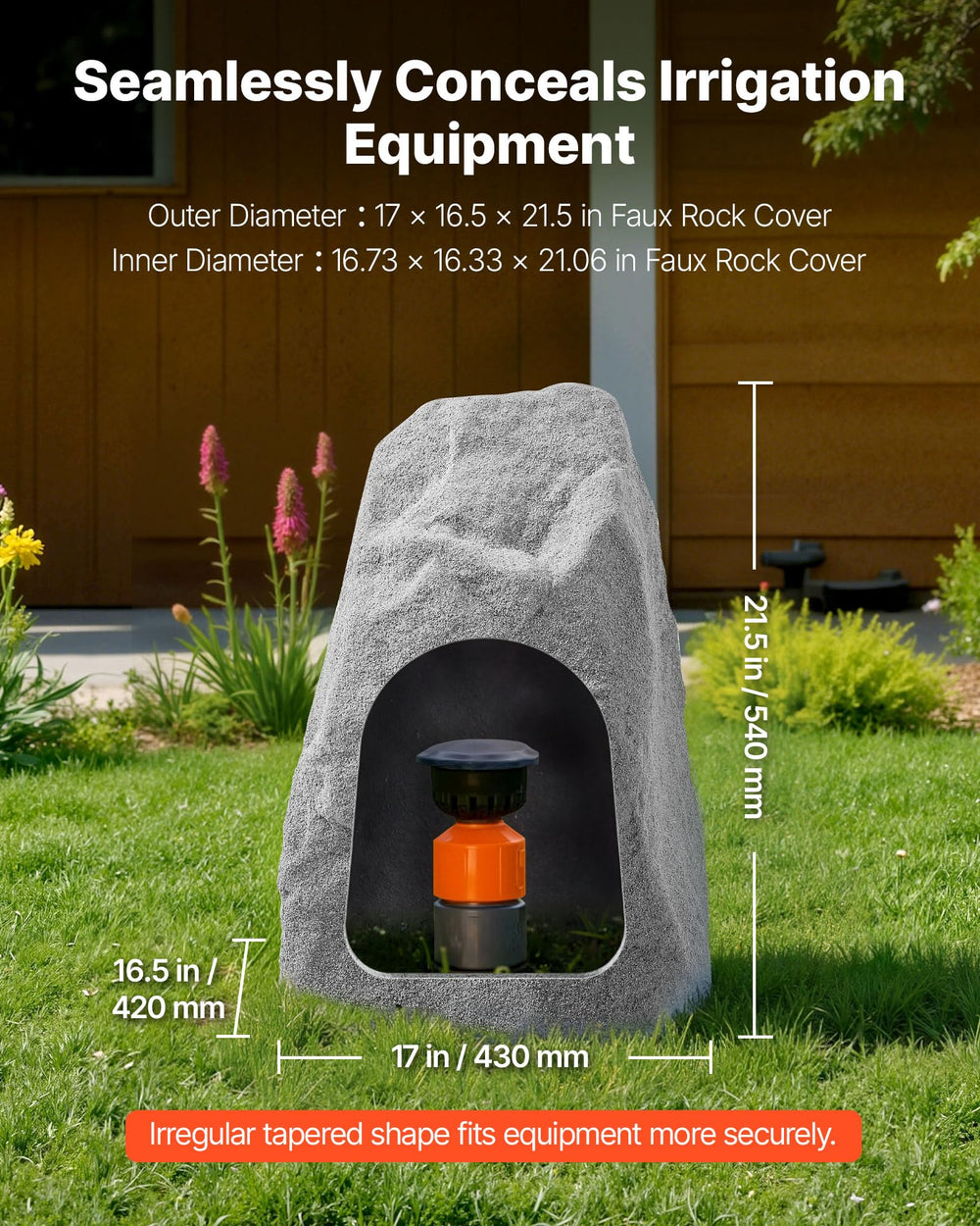VEVOR faux rock opened to show hollow interior and easy access benefit
