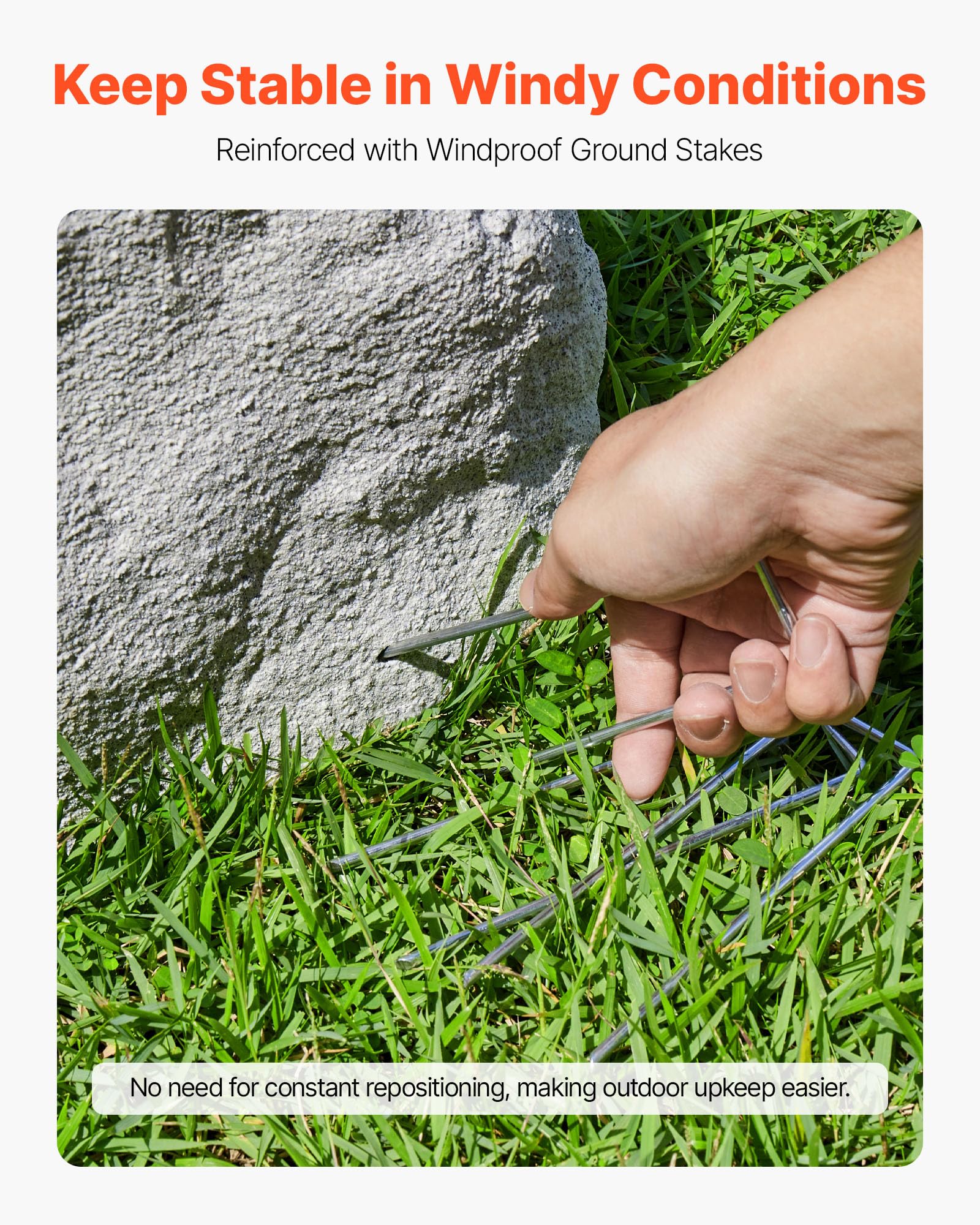 VEVOR faux rock beside ruler demonstrating medium size and fit guidance