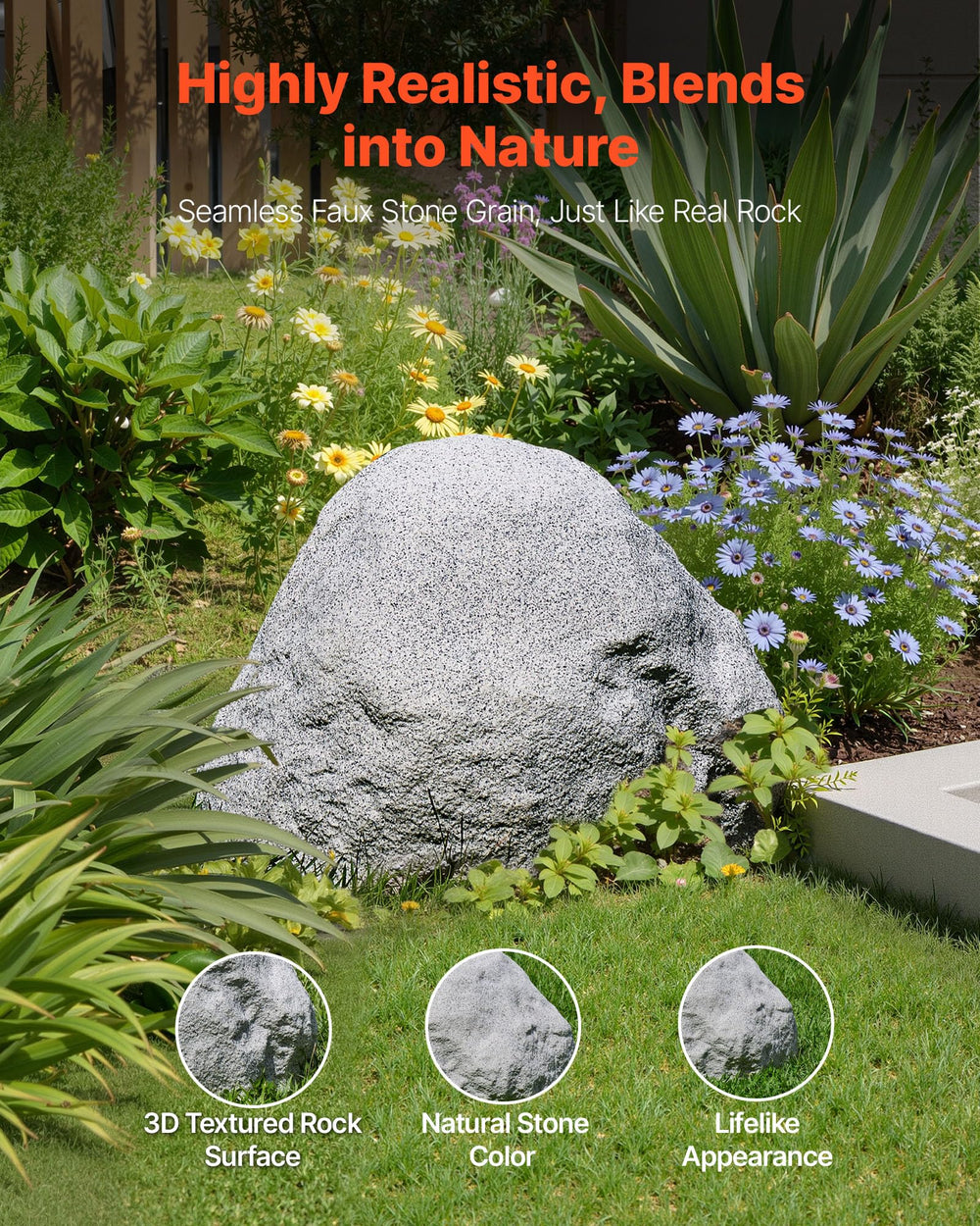 VEVOR faux rock side profile highlighting natural stone-like silhouette