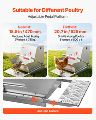 VEVOR feed grilles and dispense opening benefit: reduces scattering and waste