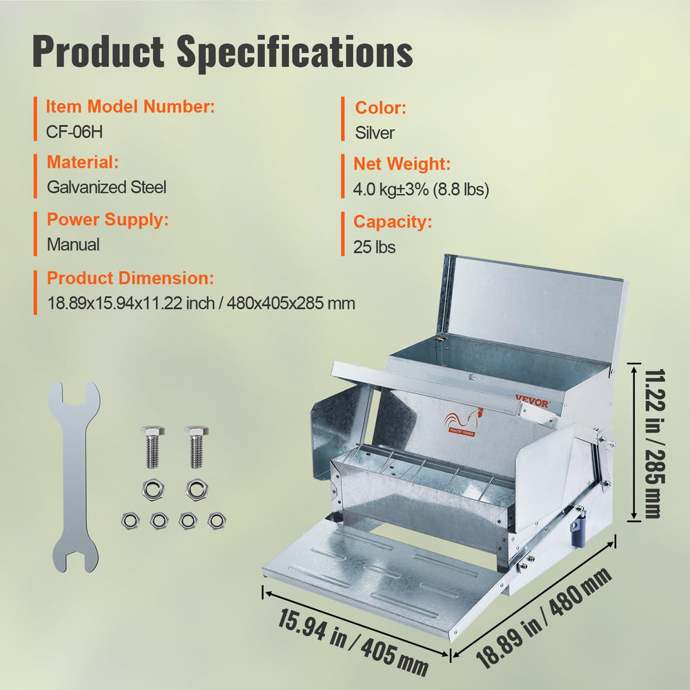 VEVOR feeder placed in coop demonstrating organized feeding setup