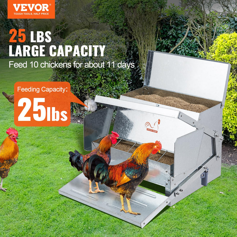 VEVOR close-up of lid and magnetic lock keeping feed secure and dry