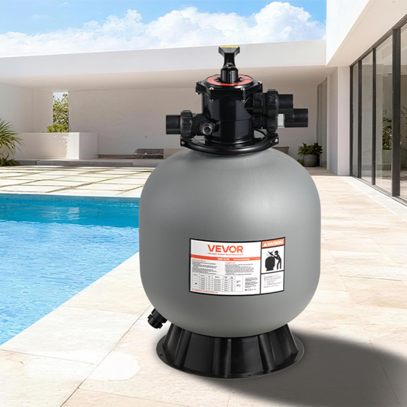 VEVOR filter backwash flow demonstration, removes debris efficiently