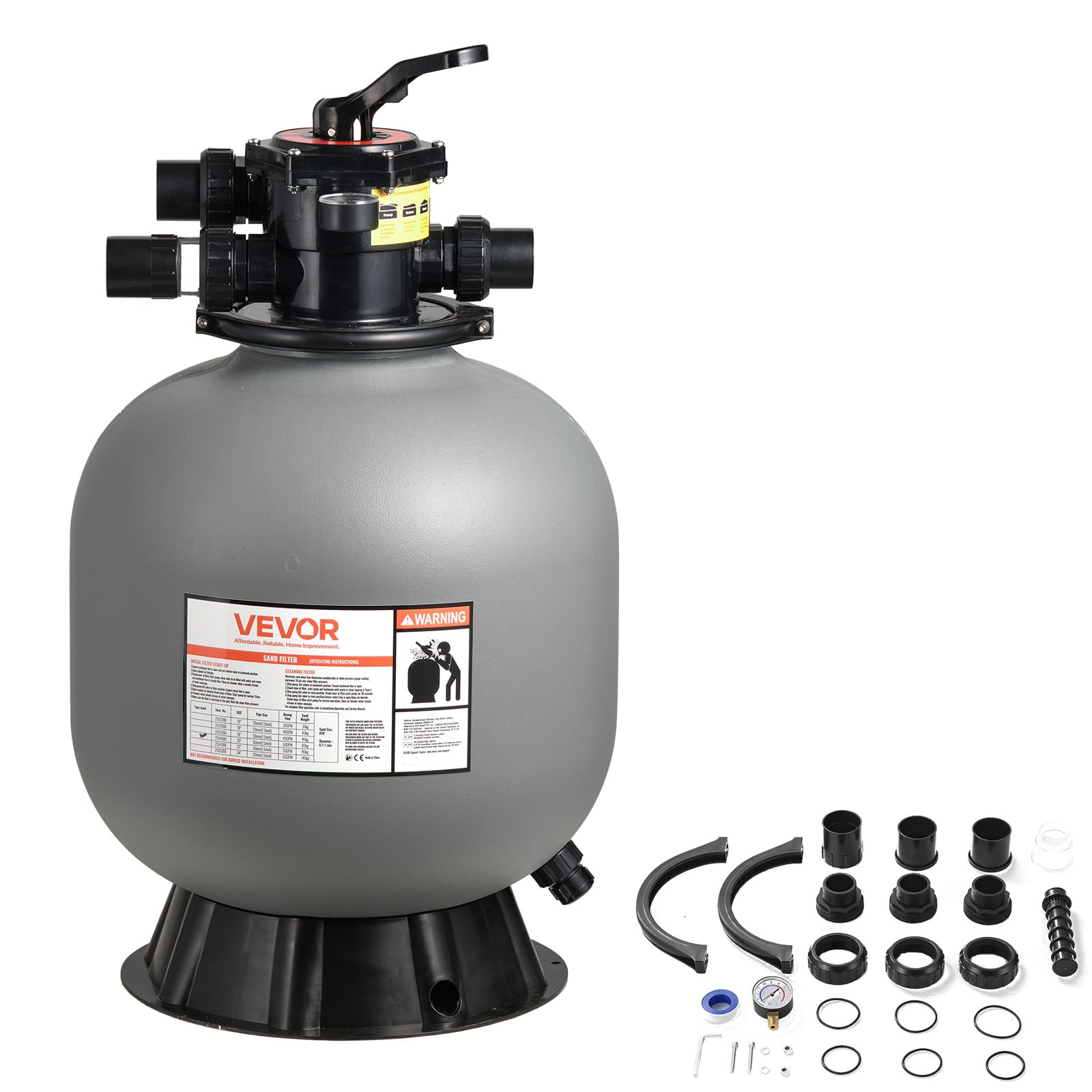 VEVOR filter beside backyard pool, keeps water clear and swim-ready