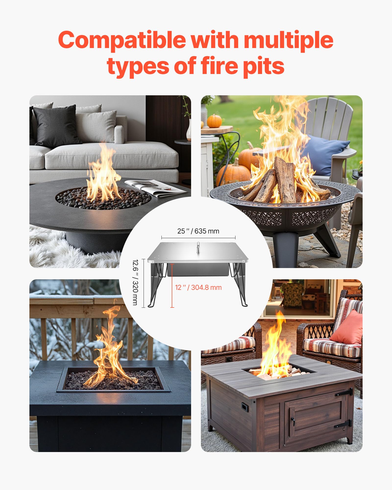 VEVOR installed in a backyard firepit spreading heat outward for group comfort