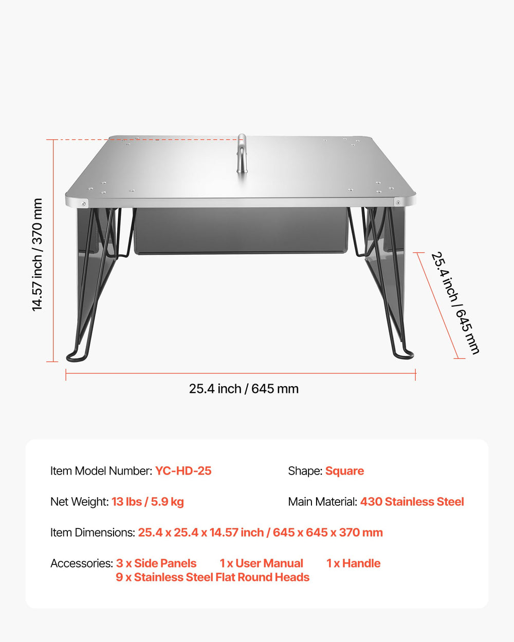 VEVOR beside camping gear showing size scale and portability advantage