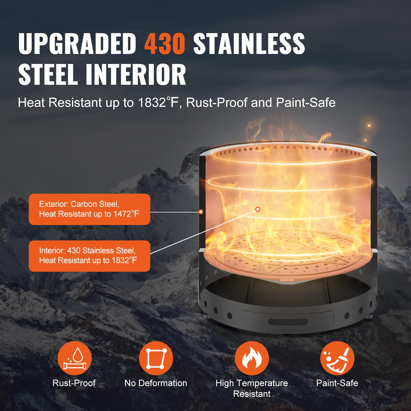 VEVOR pulled-out ash pan demonstrated for easy cleaning and disposal