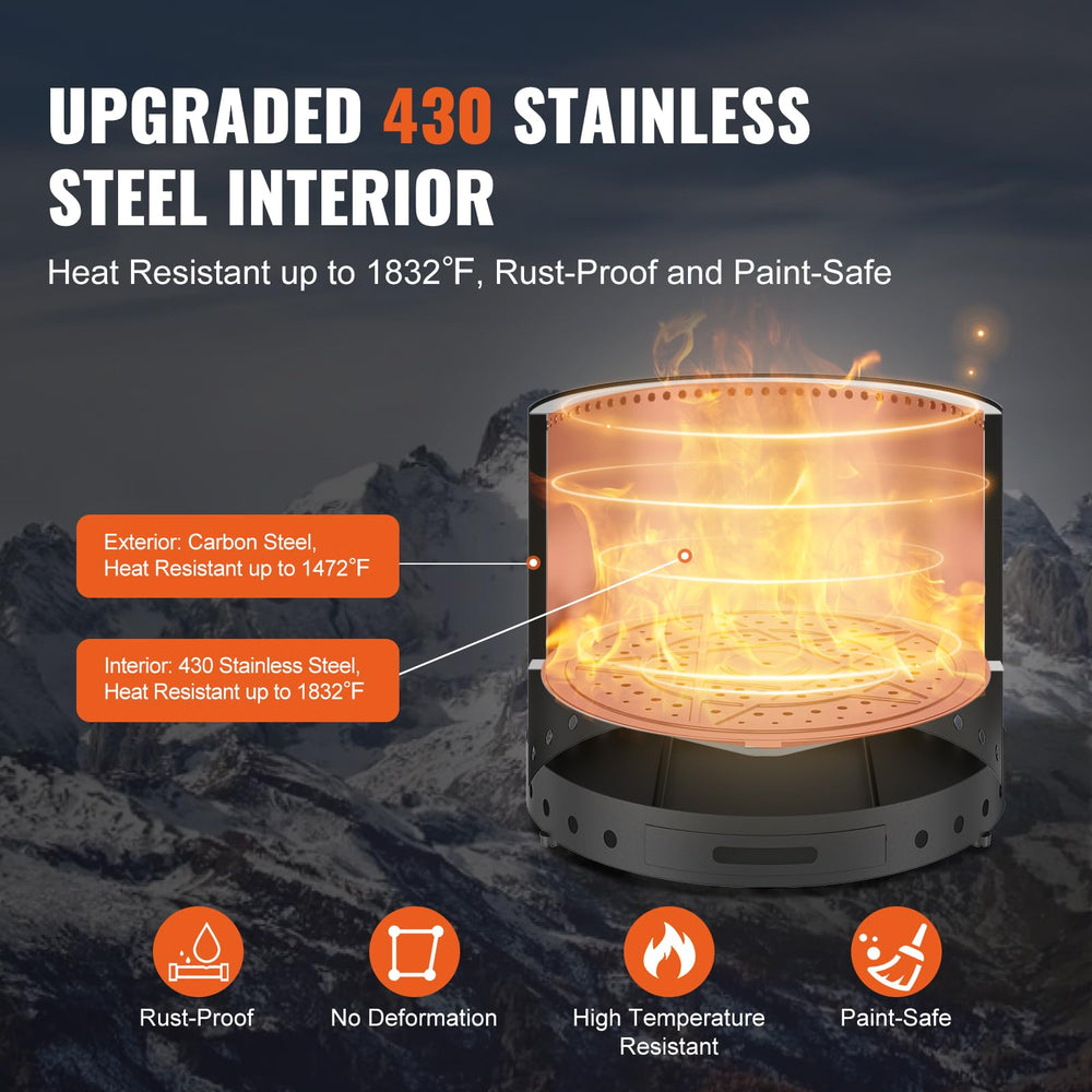 VEVOR pulled-out ash pan demonstrated for easy cleaning and disposal