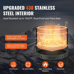 VEVOR pulled-out ash pan demonstrated for easy cleaning and disposal