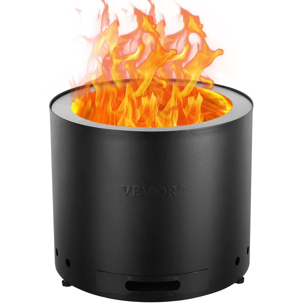 VEVOR front view of compact smokeless fire pit showing stable heat