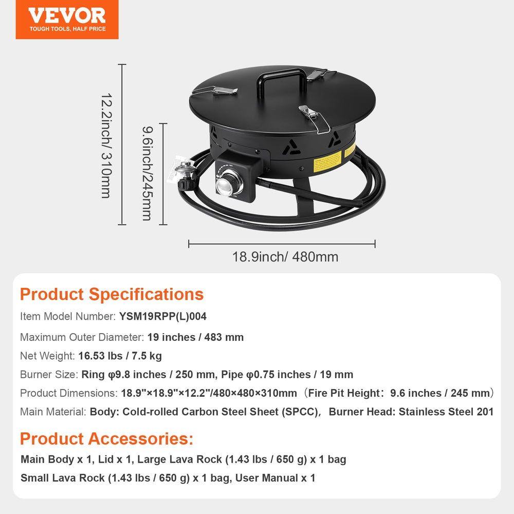 VEVOR 10ft gas hose and 0.57-inch connector showing quick hookup convenience