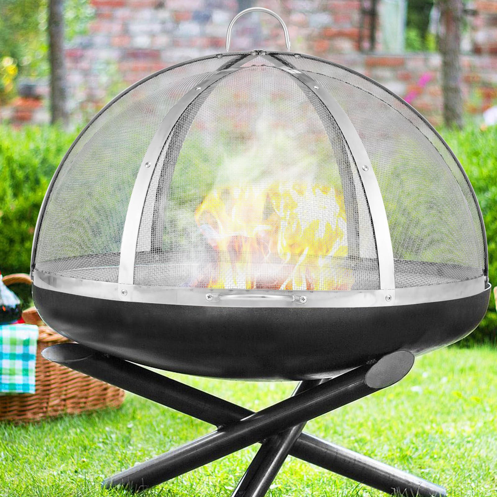 VEVOR in-use evening backyard scene enhancing safety and social fire setting
