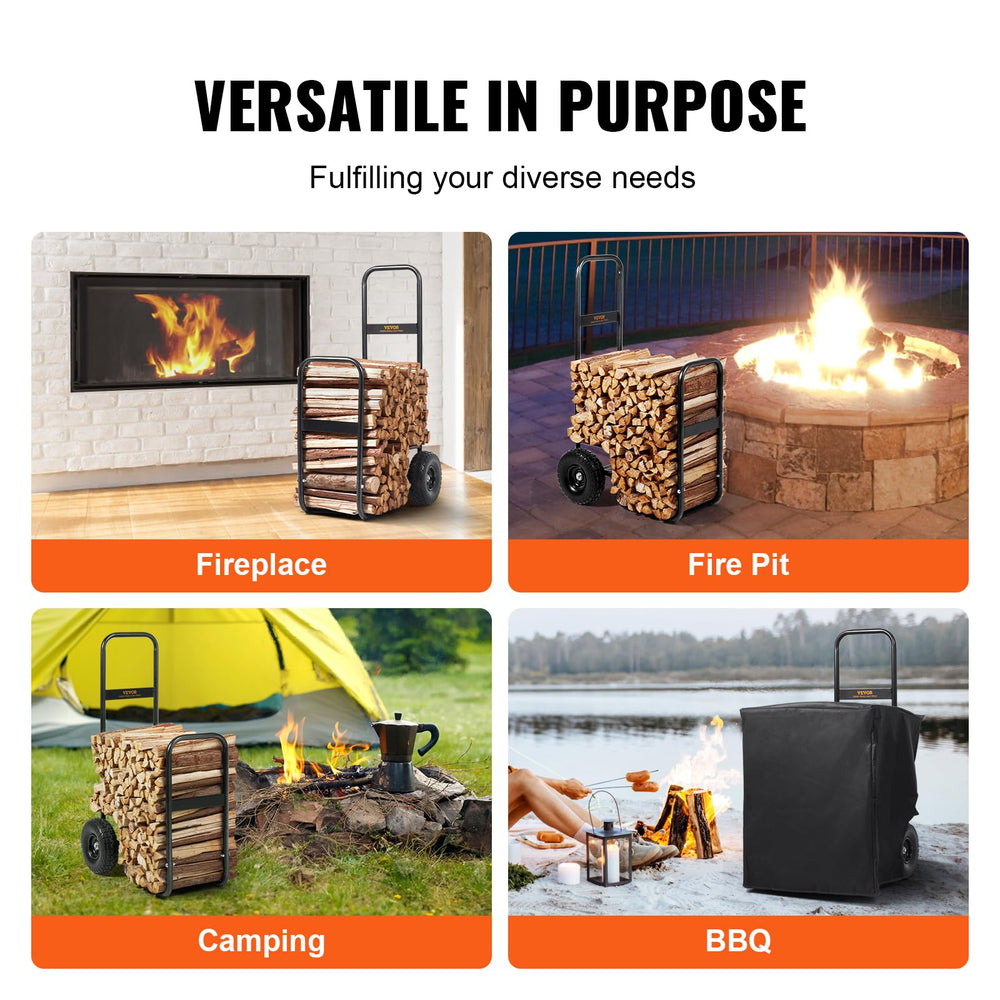 VEVOR firewood cart protective bottom mesh displayed supporting small pieces benefit containment
