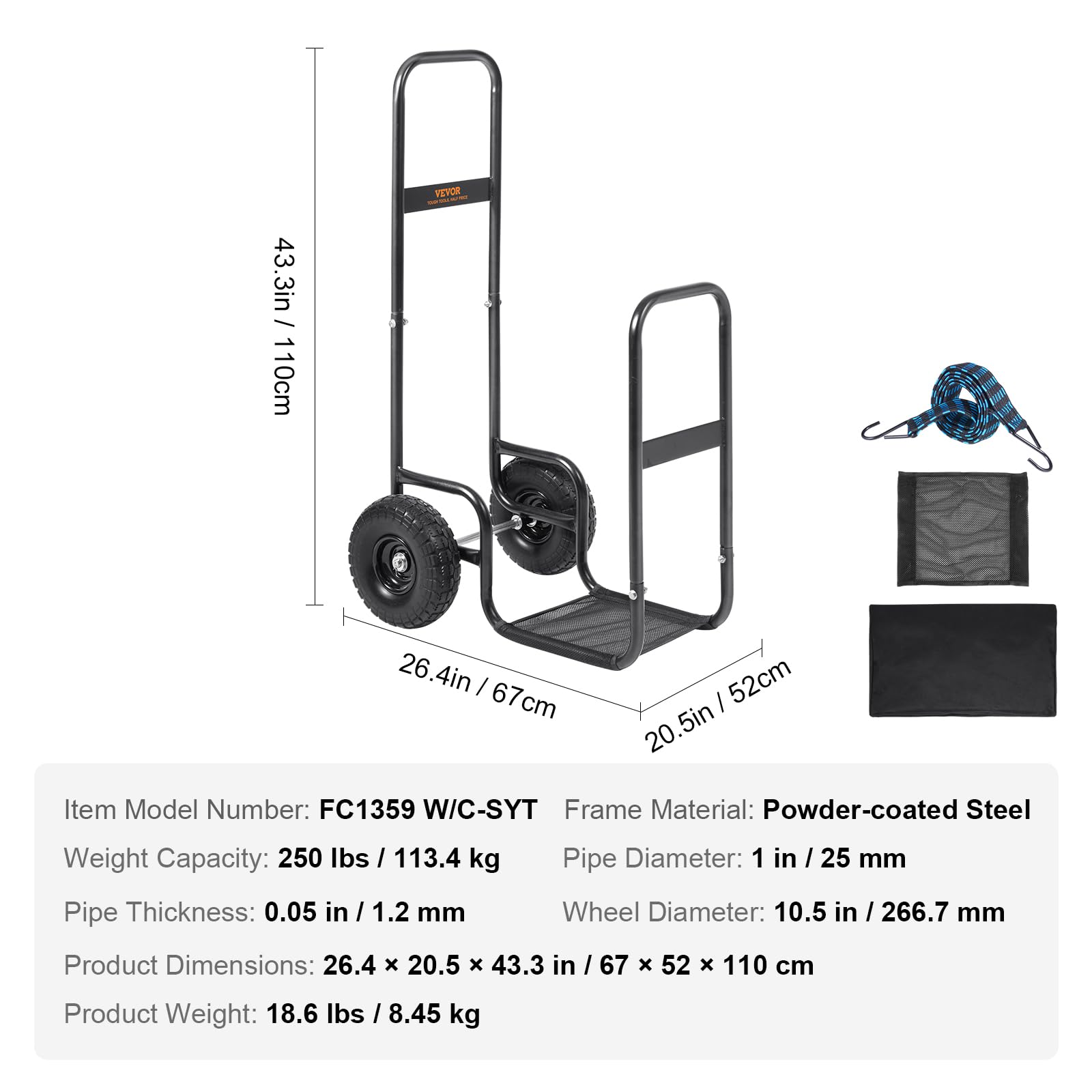 VEVOR firewood cart waterproof cover spread over logs showing weather protection benefit dry storage