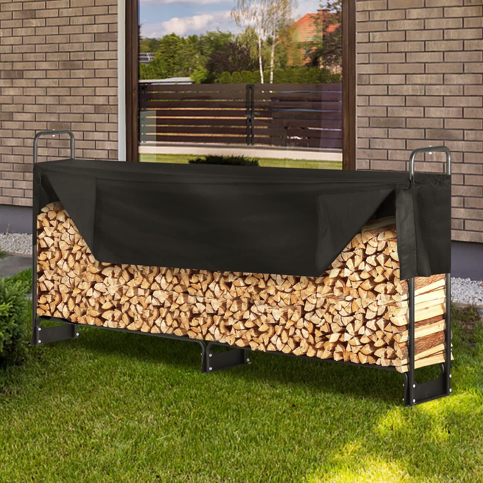 VEVOR backyard lifestyle scene showing protected wood near patio comfort