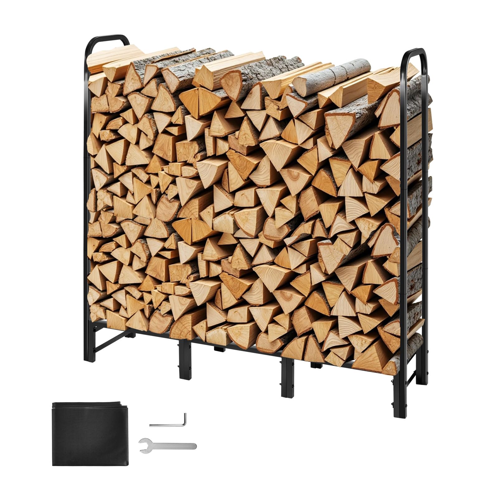 VEVOR rack on a patio near a fireplace illustrating outdoor use