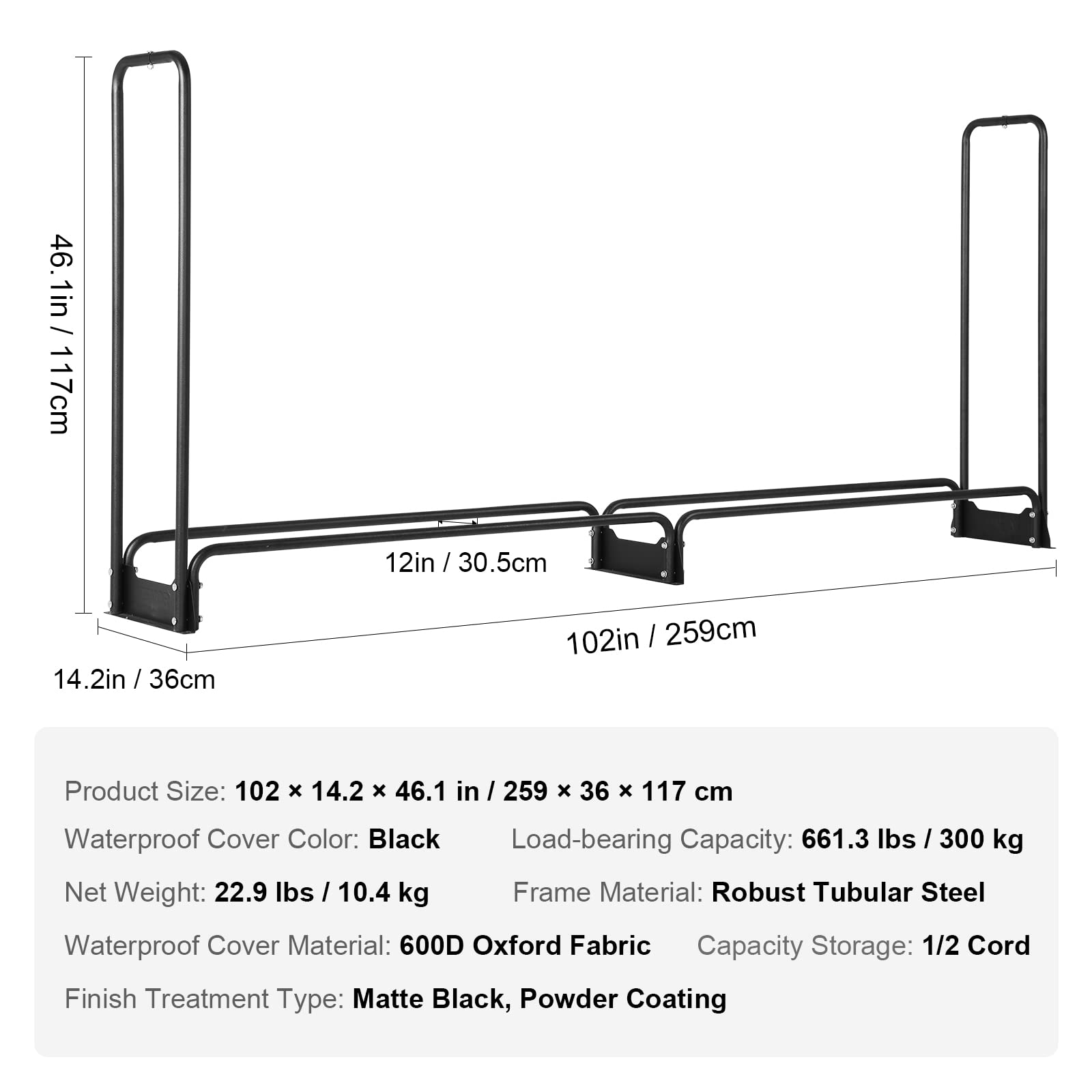 VEVOR size comparison with person showing scale and space-saving design
