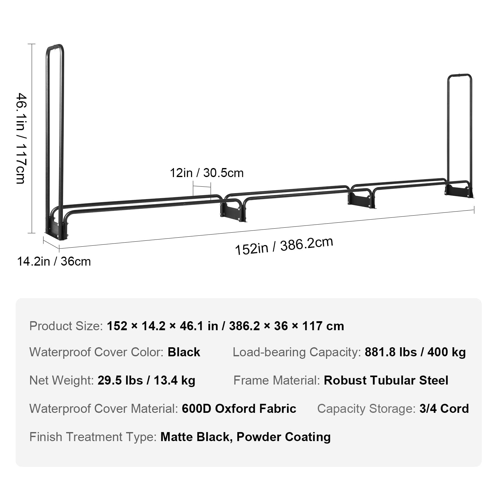 VEVOR widened base detail illustrating reinforced stability in wind