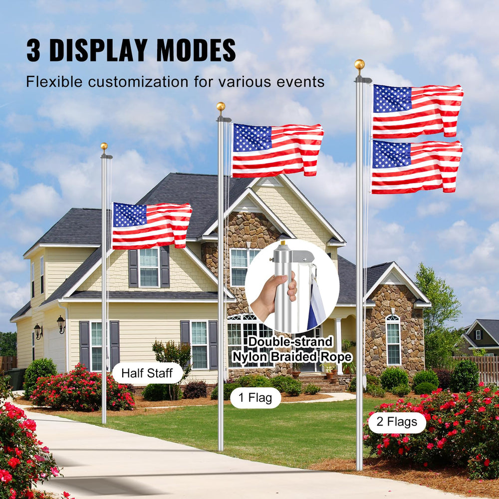 VEVOR 3x5 American flag attached to halyard for visible patriotic display