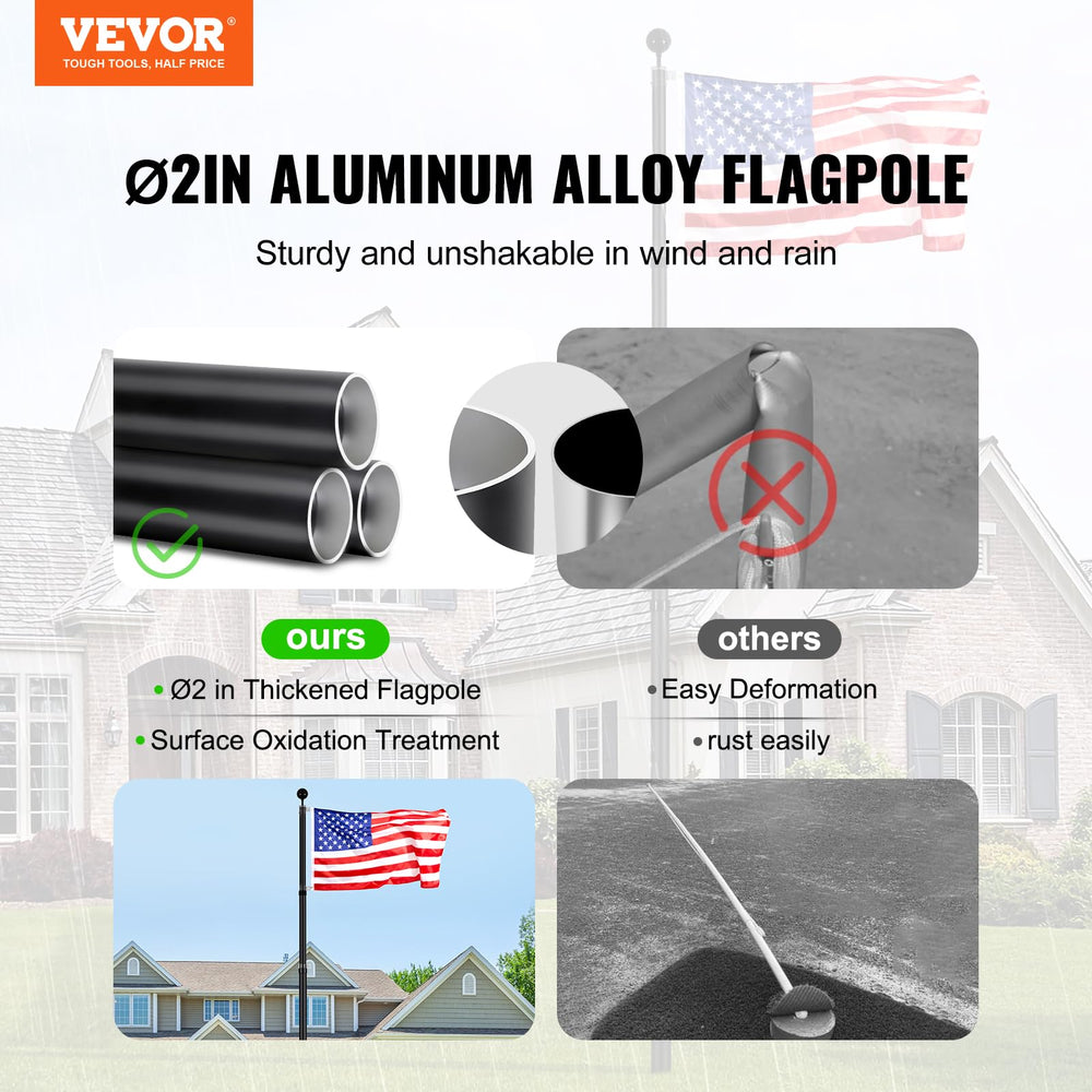 VEVOR collapsed flag pole folded for compact storage and easy transport