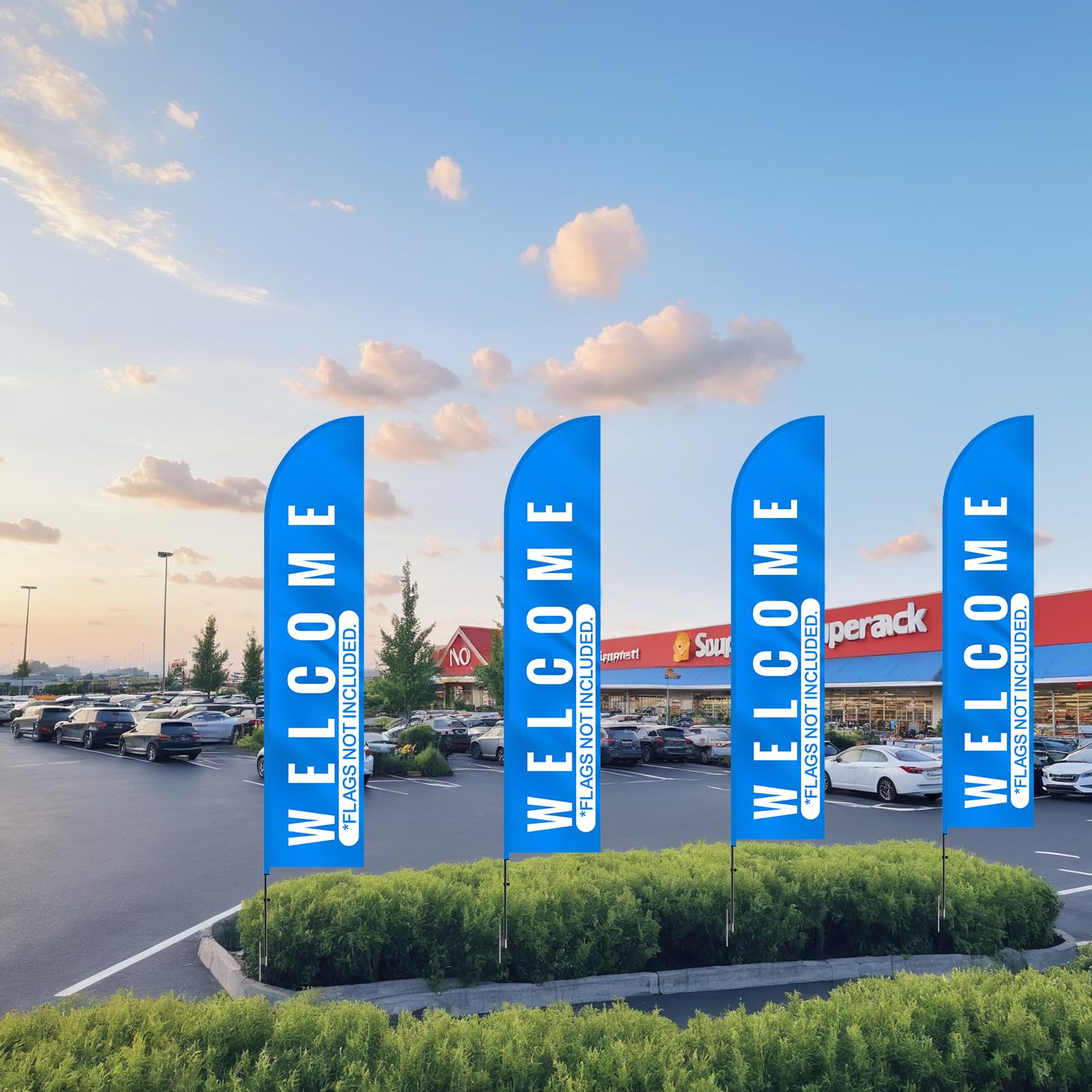 VEVOR three flag pole kits lined up showing multiple display impact