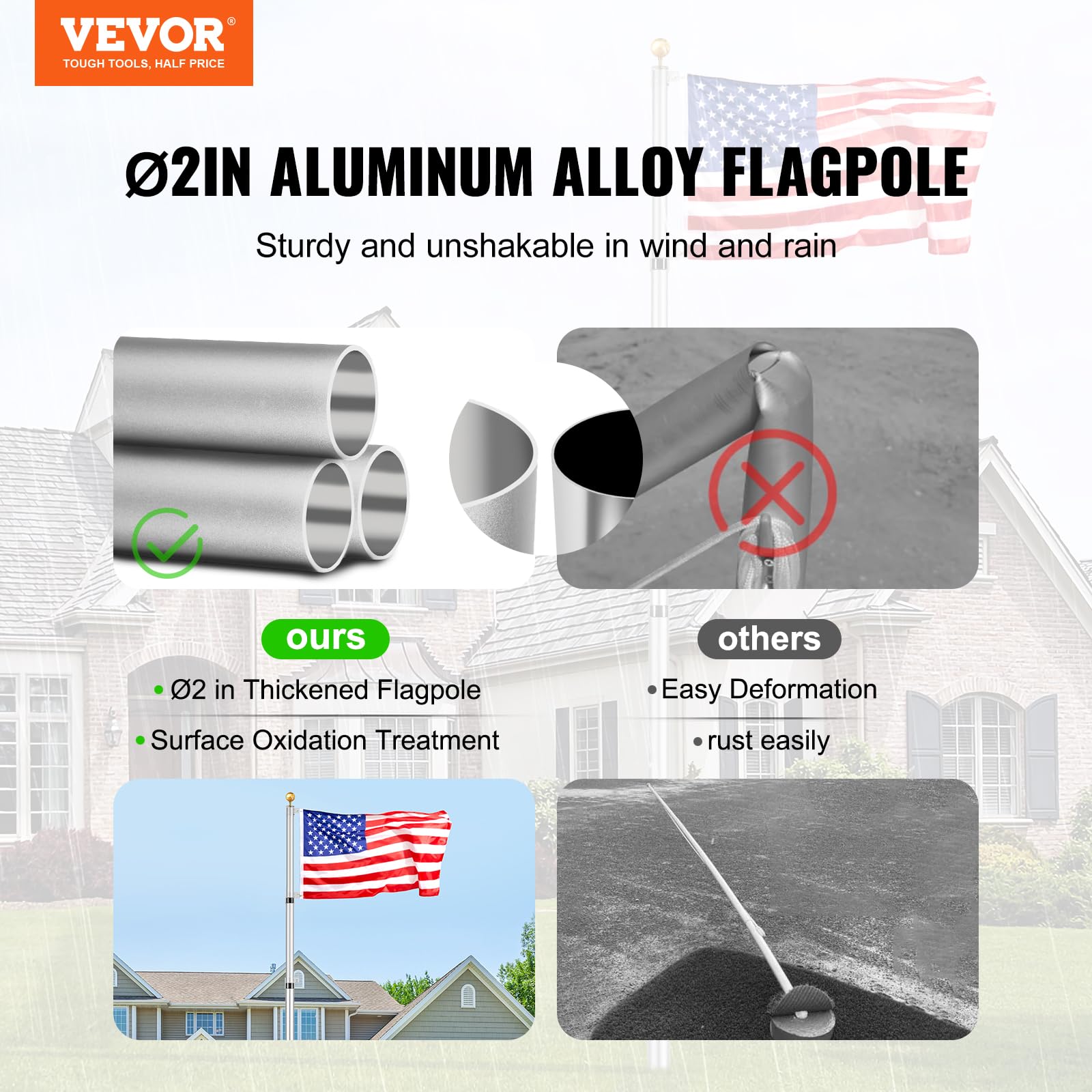 VEVOR collapsed pole folded for compact storage and easy transport