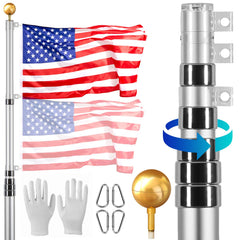 VEVOR full-height flagpole extended outdoors shows strong visibility