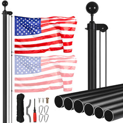 VEVOR full-height flagpole installed front view showing durable display