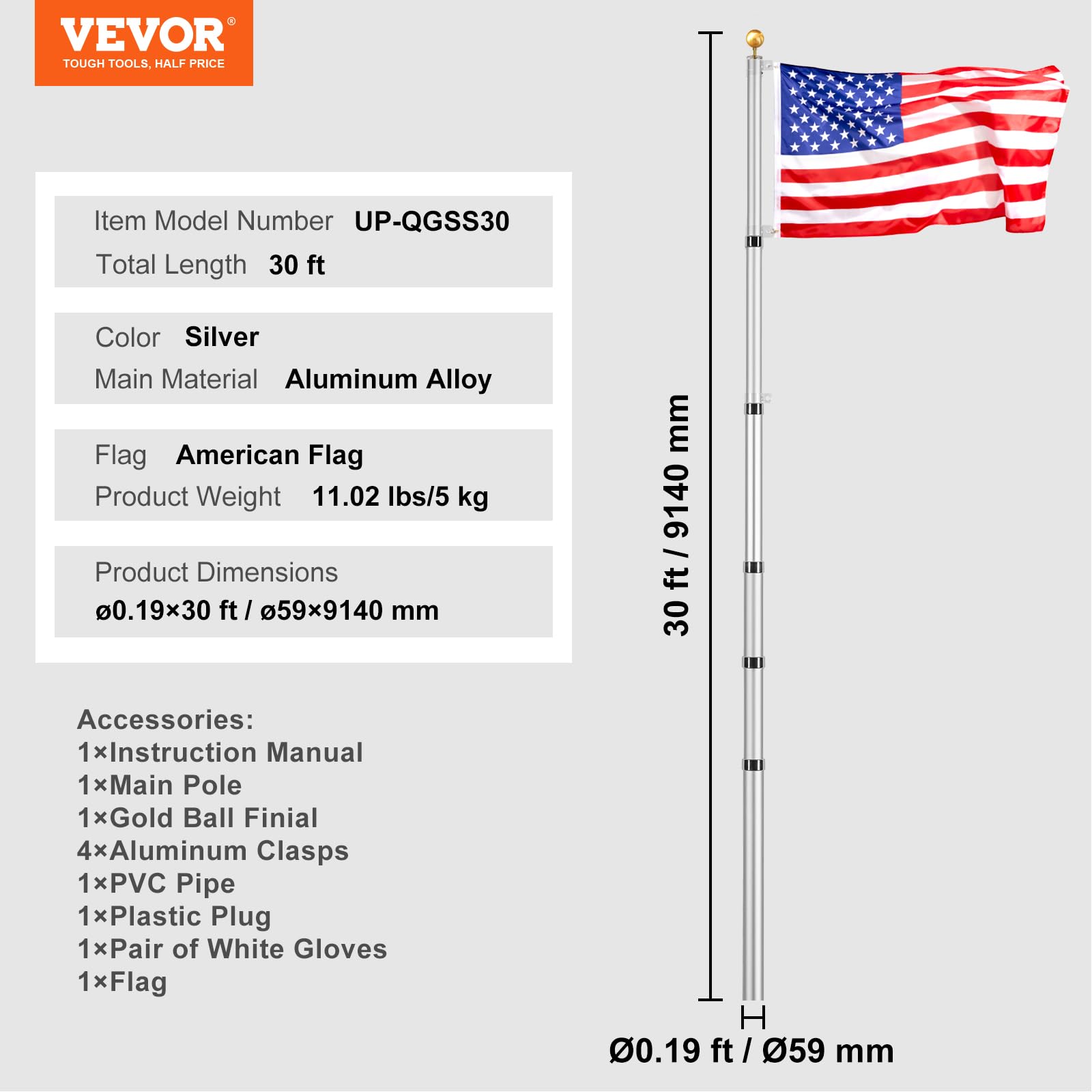 VEVOR flagpole installed in yard demonstrates prominent display benefit